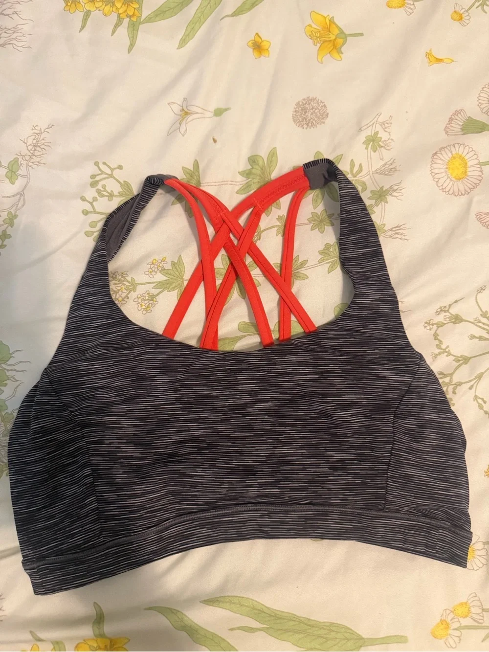 lululemon athletica Gray Sports Bra with Red Strappy Back